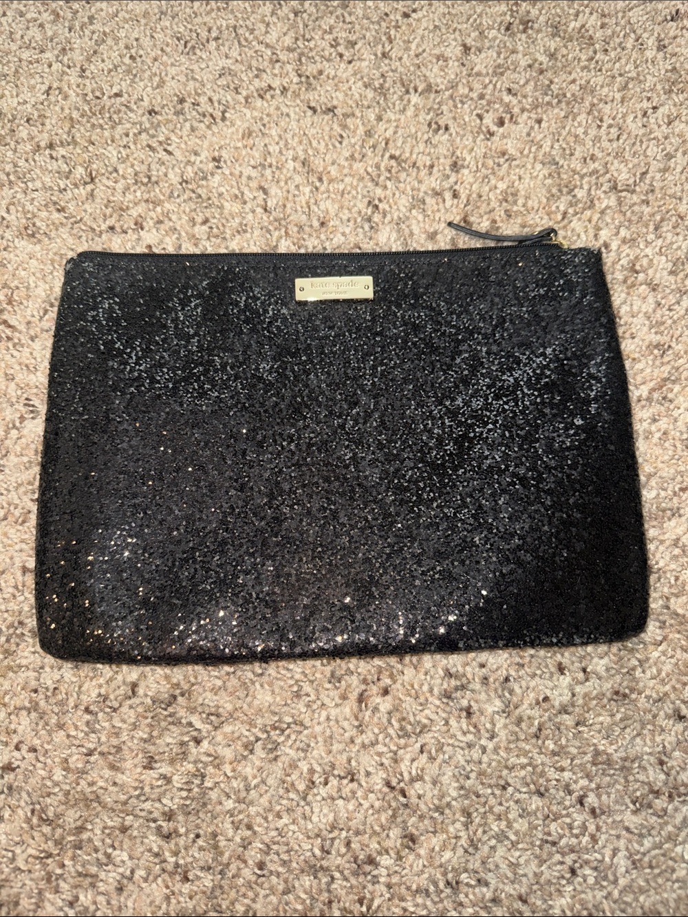 kate spade Black Glitter Wristlet Clutch